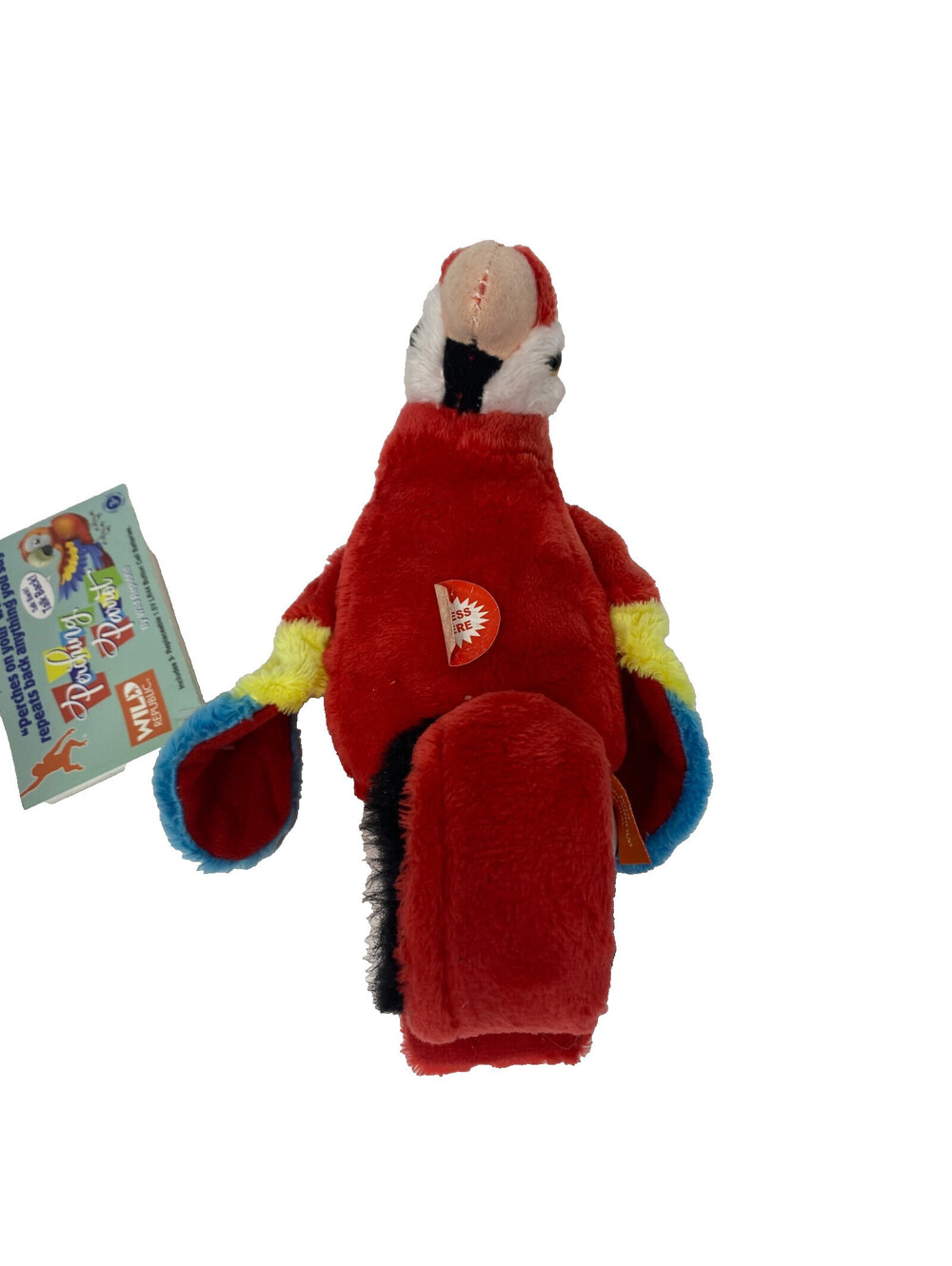 Wild Republic Perching Parrot Scarlet Macaw Plush Talk Back Snap Bracelet